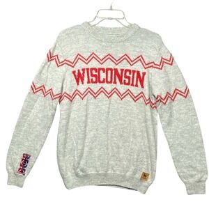 Campo Wisconsin Alpaca Wool Blend Sweater Red Zigzag Pattern Gray S Millmachas